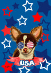 Chihuahua Longhair - Hippie Hound Studios Patriotic  House and Garden Flags