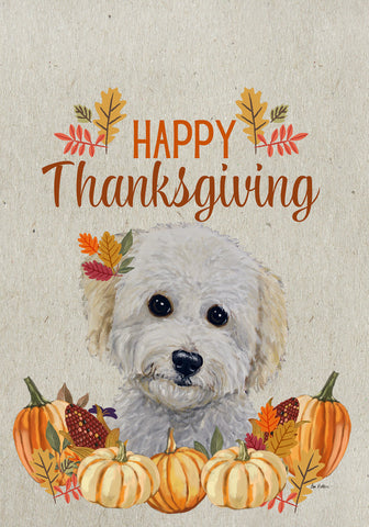 Mini Doodle - Hippie Hound Studio Best of Breed Thanksgiving House and Garden Flag