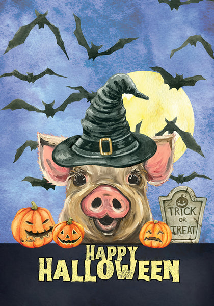 Pig - Hippie Hound Studio Best of Breed Halloween House and Garden Flag