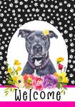 Pit Bull Blue - Hippie Hound Studios Paw Prints  House and Garden Flags