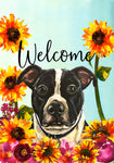 Pit Bull Black/White - Hippie Hound Studios Welcome  House and Garden Flags