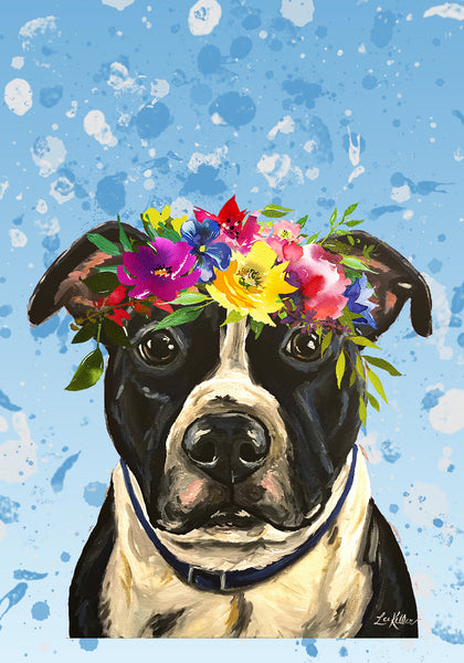 絵画 PITBULL  27x51cm Pittbull-Black-Splatter-