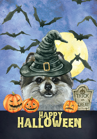 Pomeranian - Hippie Hound Studio Best of Breed Halloween House and Garden Flag
