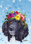 Poodle Black - Hippie Hound Studios Summer Crown  House and Garden Flags