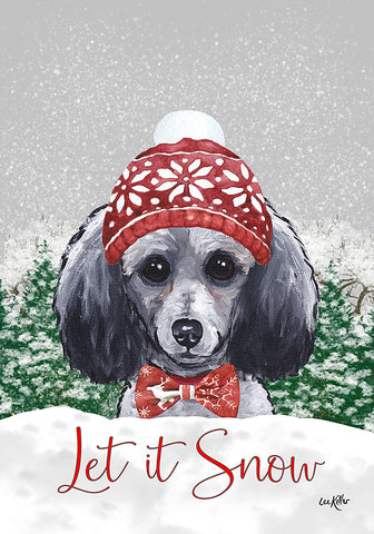 Poodle Grey - Hippie Hound Studios Christmas  House and Garden Flags