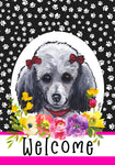 Poodle Grey - Hippie Hound Studios Paw Prints  House and Garden Flags