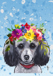 Poodle Grey - Hippie Hound Studios Summer Crown  House and Garden Flags