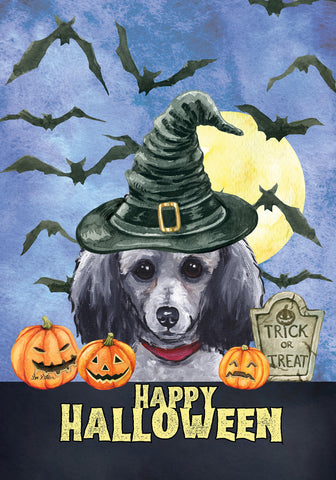 Poodle Grey - Hippie Hound Studio Best of Breed Halloween House and Garden Flag