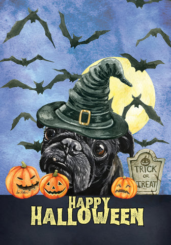 Pug Black - Hippie Hound Studio Best of Breed Halloween House and Garden Flag