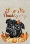 Pug Black - Hippie Hound Studio Best of Breed Thanksgiving House and Garden Flag