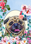 Pug Fawn - Hippie Hound Studios Spring  House and Garden Flags