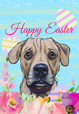 Puggle - Hippie Hound Studios Easter  House and Garden Flags