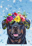 Rottweiler - Hippie Hound Studios Summer Crown  House and Garden Flags