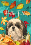 Shih Tzu - Hippie Hound Studios Fall Leaves  House and Garden Flags