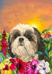 Shih Tzu - Hippie Hound Studios Tropical Summer  House and Garden Flags