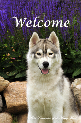 Siberian Husky - Close Encounters of the Furry Kind Welcome  House and Garden Flags