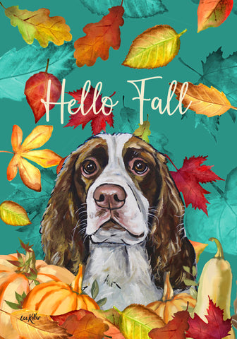 Springer Spaniel Liver - Hippie Hound Studios Fall Leaves  House and Garden Flags