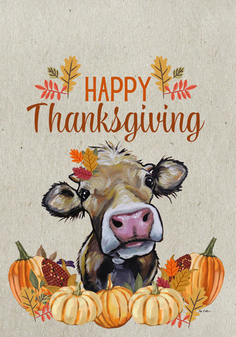 Cow - Hippie Hound Studio Best of Breed Thanksgiving House and Garden Flag