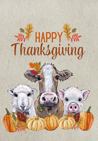 Farm Trio - Hippie Hound Studio Best of Breed Thanksgiving House and Garden Flag