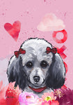 Poodle Grey - Hippie Hound Studios Valentines  House and Garden Flags
