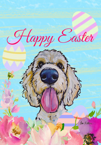 Goldendoodle  - Hippie Hound Studios Easter  House and Garden Flags