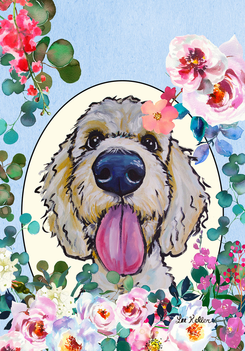 Goldendoodle - Hippie Hound Studios Spring House and Garden Flags
