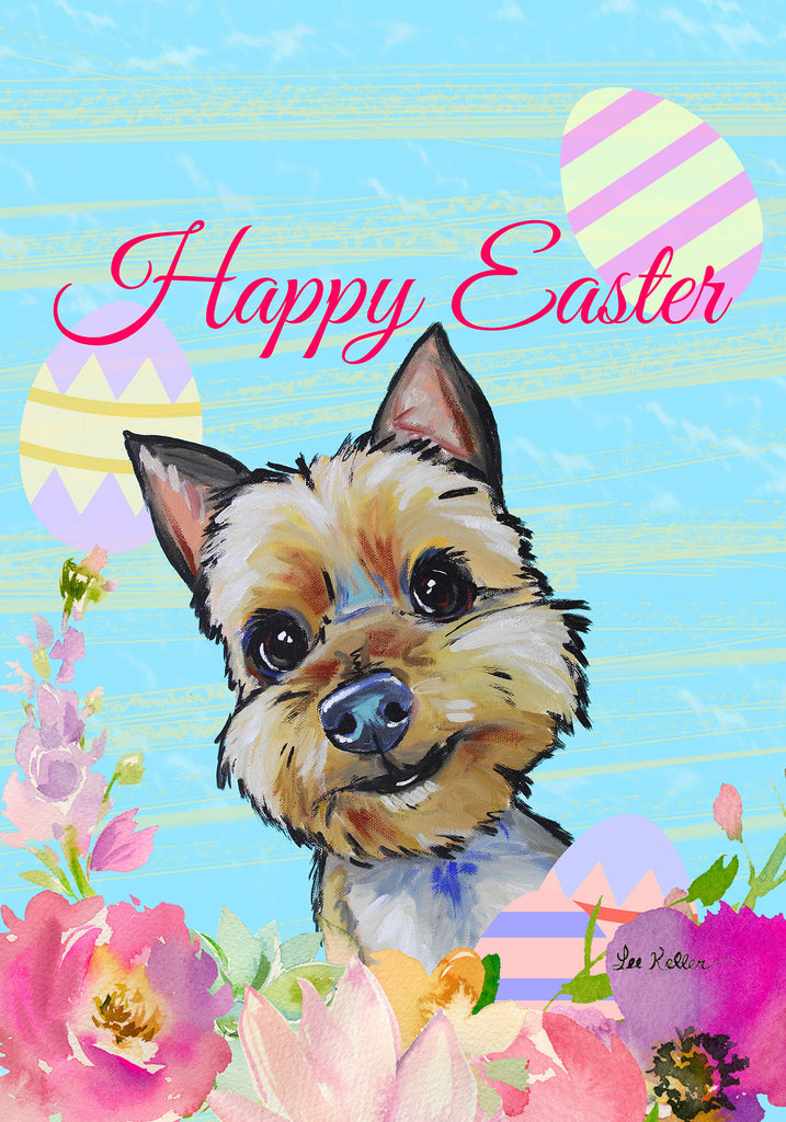 Yorkie Hippie Hound Studios Easter House And Garden Flags Yorkie hippie hound studios easter house and garden flags