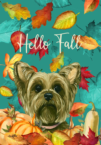 Yorkie - Hippie Hound Studios Fall Leaves  House and Garden Flags