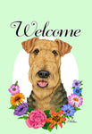 Airedale - Best of Breed Welcome Flowers Outdoor Flag