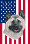 Akita - Best of Breed American Flags House and Garden Size