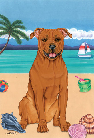 American Pit Bull Terrier - Tomoyo Pitcher Summer Beach Outdoor Flag