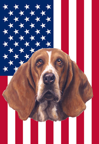 Basset Hound - Best of Breed American Flags House and Garden Size
