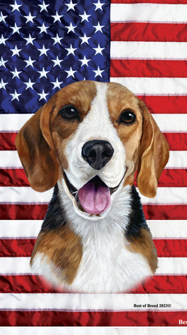 Beagle -  Best of Breed Patriotic Terry Velour Microfiber Beach Towel 30" x 60"