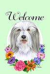 Bearded Collie Blue/White - Best of Breed Welcome Flowers Outdoor Flag