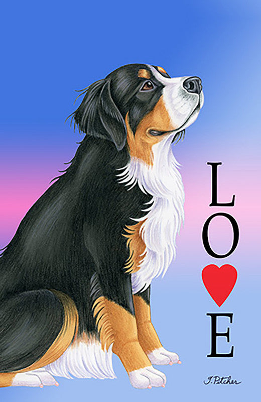 Bernese Mountain Dog - Tomoyo Pitcher Love Outdoor Flag - $17.95