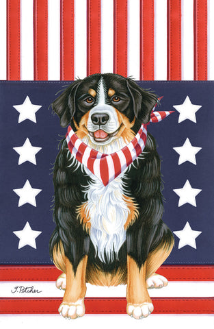 Bernese Mountain Dog -  Tomoyo Pitcher Patriot Outdoor Flag