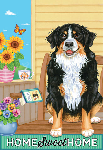 Bernese Mountain Dog -  Tomoyo Pitcher Home Sweet Home Outdoor Flag