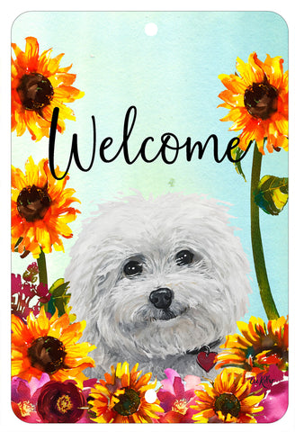 Bichon Frise - HHS Welcome Indoor/Outdoor Aluminum Sign 8" x 12"