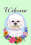 Bichon Frise - Best of Breed Welcome Flowers Outdoor Flag