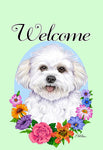 Bichon Frise 2 - Best of Breed Welcome Flowers Outdoor Flag