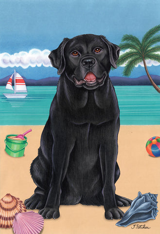 Black Labrador - Tomoyo Pitcher Summer Beach Outdoor Flag