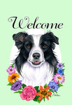 Border Collie - Best of Breed Welcome Flowers Outdoor Flag