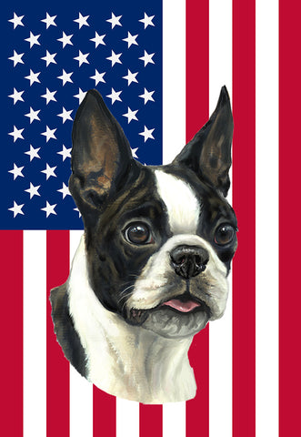 Boston Terrier - Best of Breed American Flags House and Garden Size