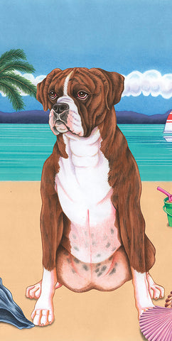 Boxer Brindle Uncropped - Best of Breed Terry Velour Microfiber Beach Towel 30" x 60"