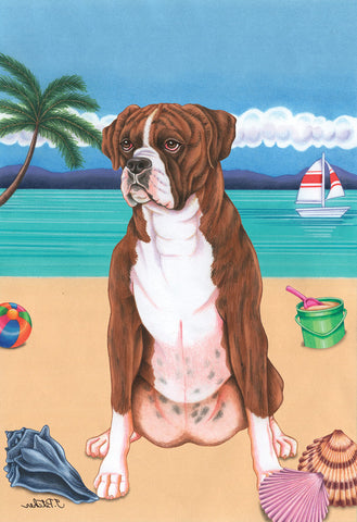 Boxer Brindle - Tomoyo Pitcher Summer Beach Outdoor Flag