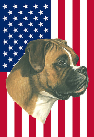 Boxer Uncropped - Best of Breed American Flags House and Garden Size