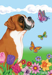 Boxer Fawn Uncropped - Best of Breed Butterfly Outdoor Flag