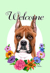 Boxer Fawn Cropped - Best of Breed Welcome Flowers Outdoor Flag