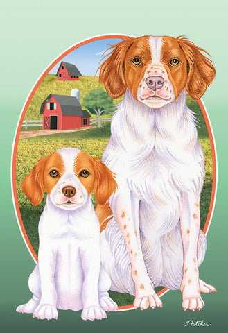 Brittany Spaniel - Best of Breed On The Farm Outdoor Flag