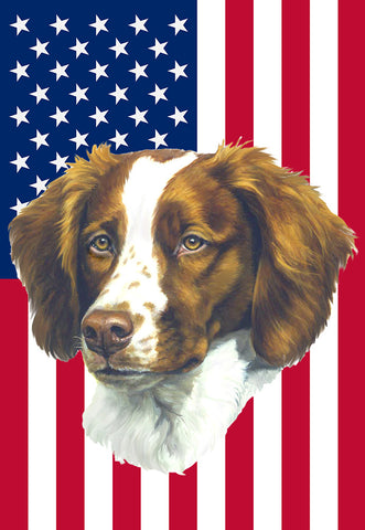 Brittany Spaniel - Best of Breed American Flags House and Garden Size